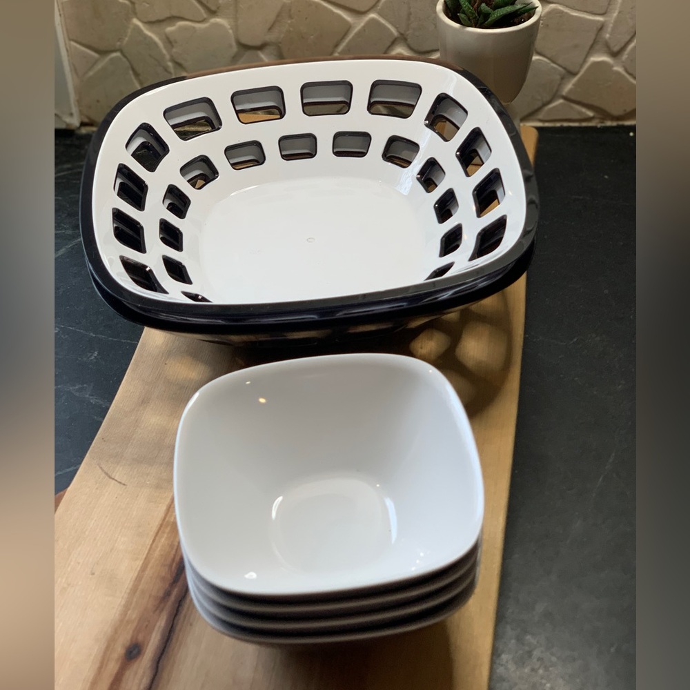 GUZZINI | Set of 6 | 2 Large Bread Baskets. 4 Small Snack Bowls